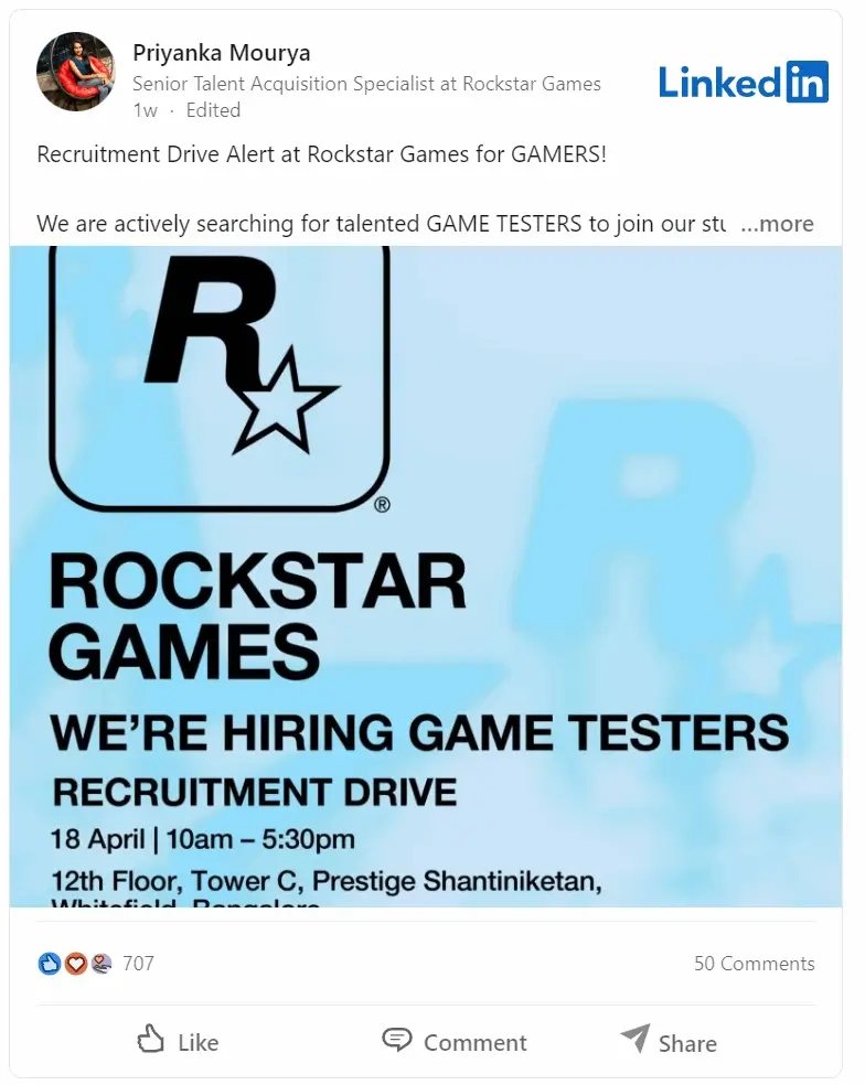 rockstar recrutador gta vi