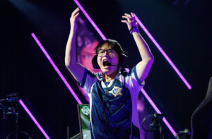 Sato of Leviatán reacts onstage at VALORANT Masters London