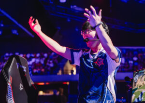Sato of Leviatán reacts on stage at the VALORANT Masters London