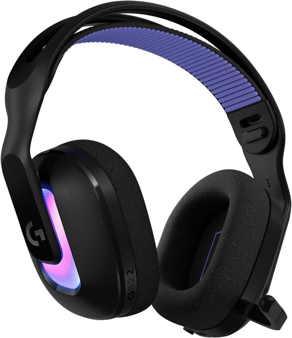 Headset Gamer Logitech G522 LIGHTSPEED Sem Fio, Preto | com RGB LIGHTSYNC, Conectividade Tripla, para PC