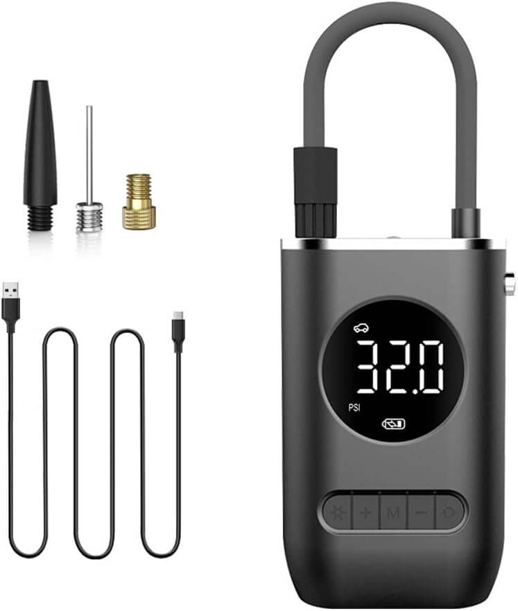 Compressor de ar portátil com inflador de pneu mini com bateria recarregável de 4000 mAh