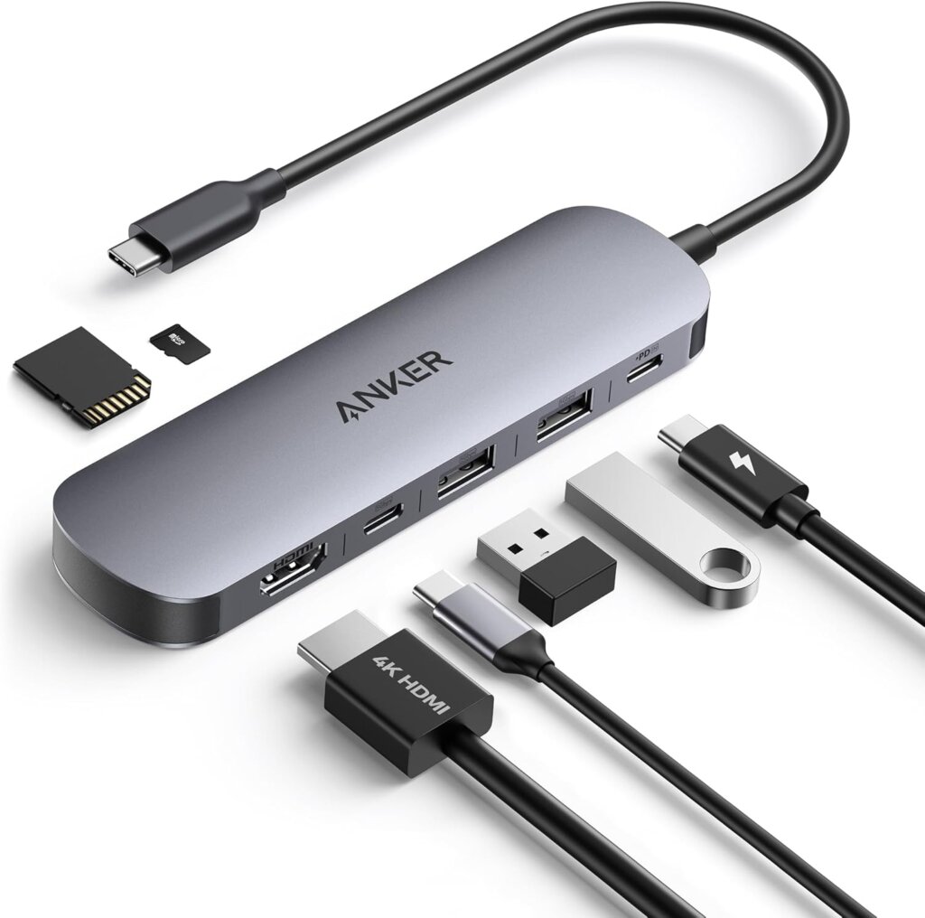 Anker Hub USB-C 7 em 1, HDMI 4K@60Hz, 5Gbps USB-C Thunderbolt e 3 USB 3.0