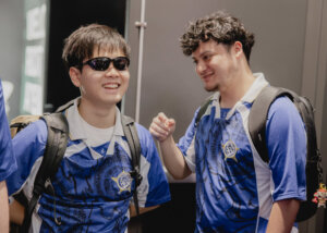Sato (L) and kiNgg of Leviatán arrive to compete at VCT Americas Stage 2